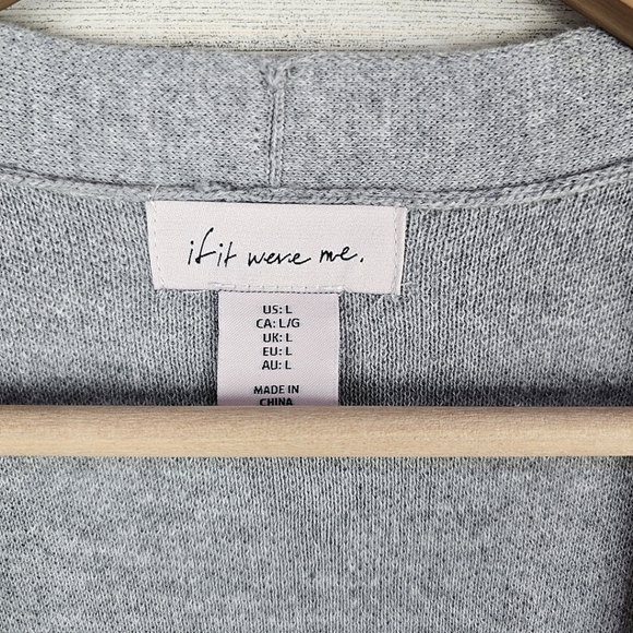If It Were Me Cotton Cardigan Large Gray Coatigan Lingline Duster Quiet Luxury - Picture 11 of 13
